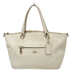 Auth COACH Pebbled Leather Prairie Satchel 34340 Cream Leather - Handbag